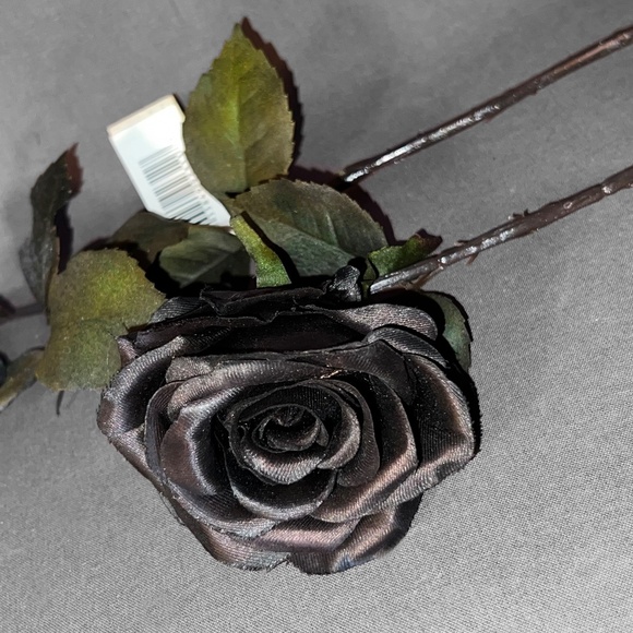 Set of Two Faux Black Roses - Picture 3 of 4